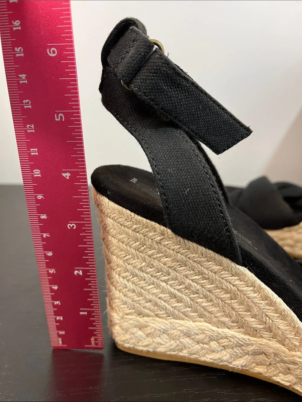 Toms Marisela Black Wedge Espadrille Ankle-Strap Sandals Women’s 8.5